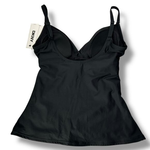 NEW DKNY Black Tankini Swimsuit Set Size Small / Medium Twist Front Mid Rise NWT - Picture 5 of 11
